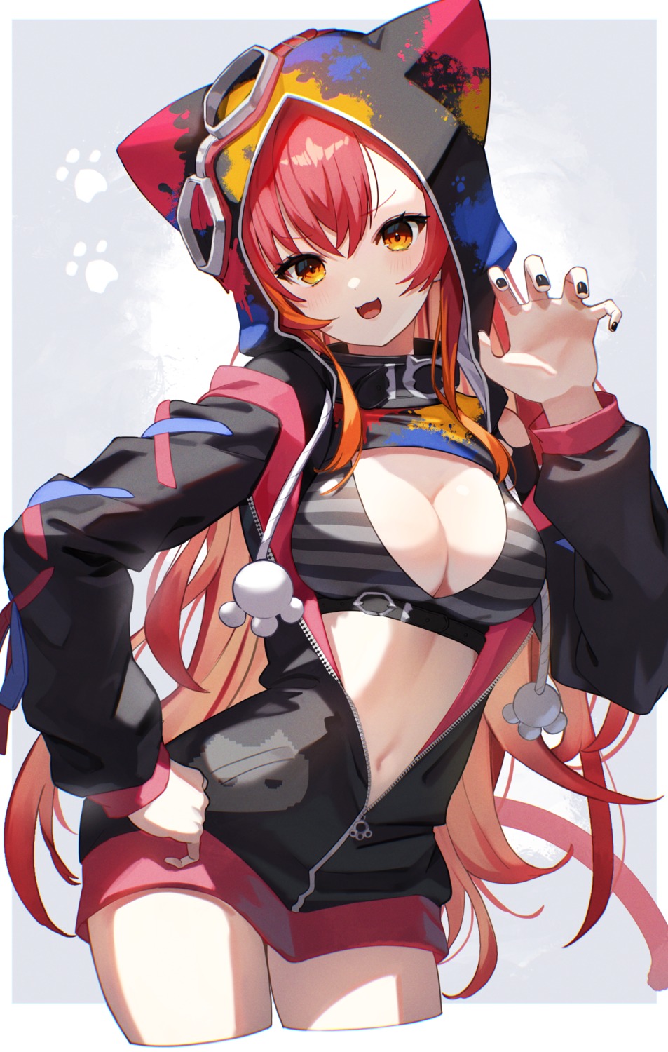 animal_ears, bikini_top, nekomimi, nekota_tsuna, open_shirt, scottie, swimsuits, tail, vspo!
