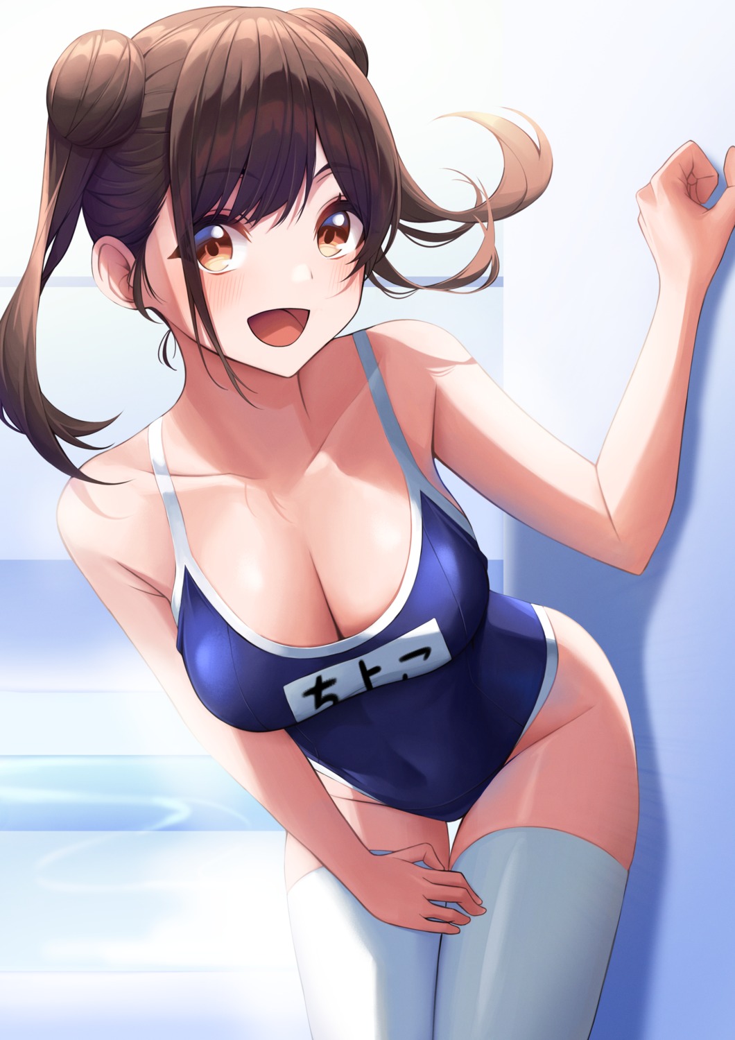 school_swimsuit, sonoda_chiyoko, sora_(men0105), swimsuits, the_idolm@ster, the_idolm@ster_shiny_colors, thighhighs
