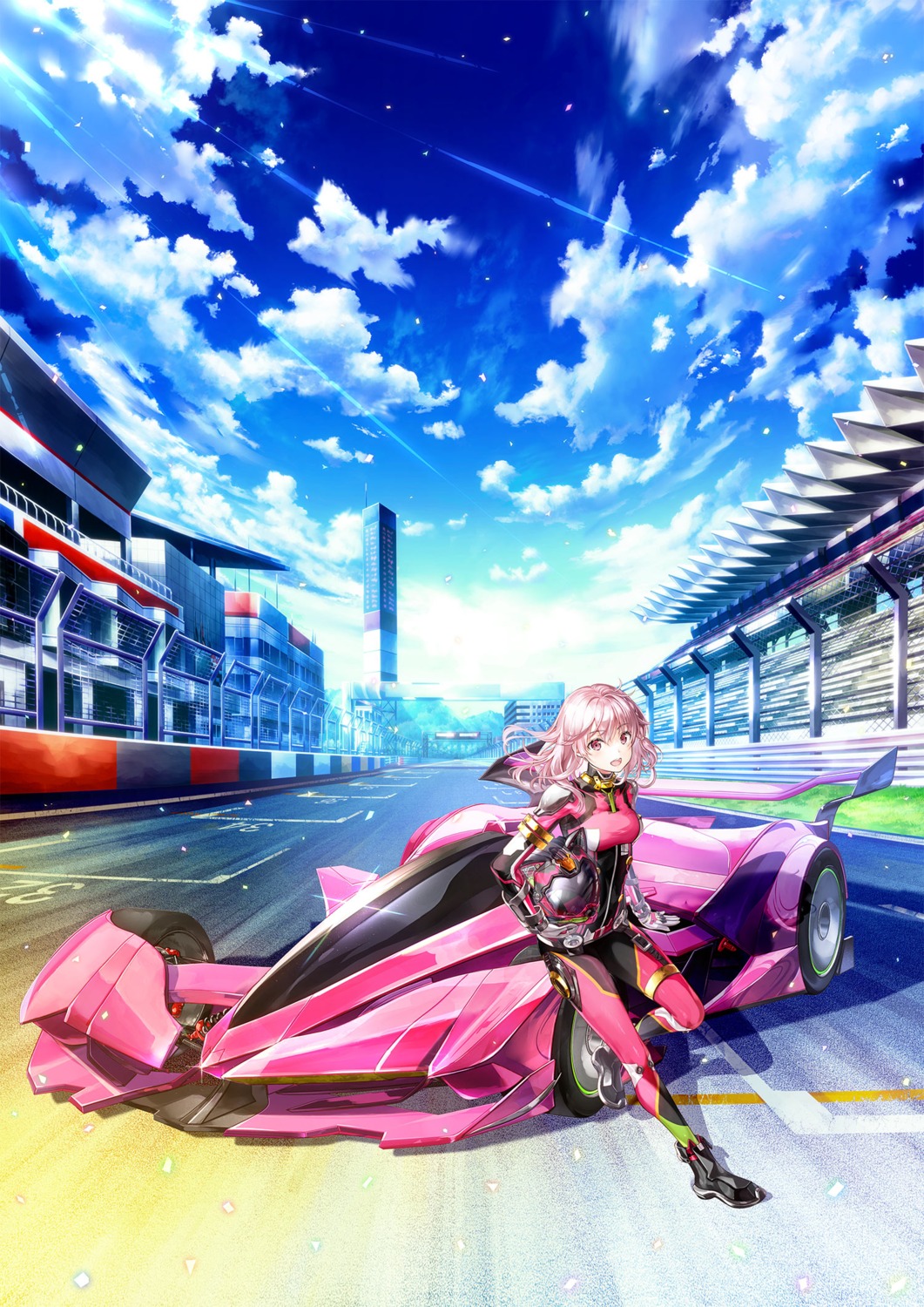 bodysuit, fujima_takuya, garter, highspeed_etoile, landscape, rindou_rin