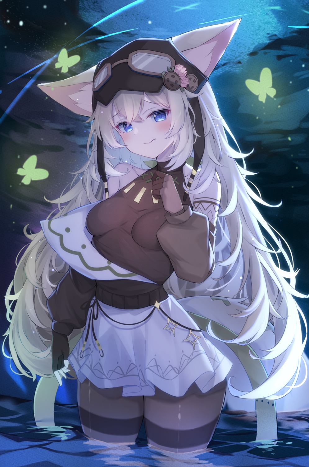 animal_ears, haidollo, kitsune, megane, pantyhose, tail, wet