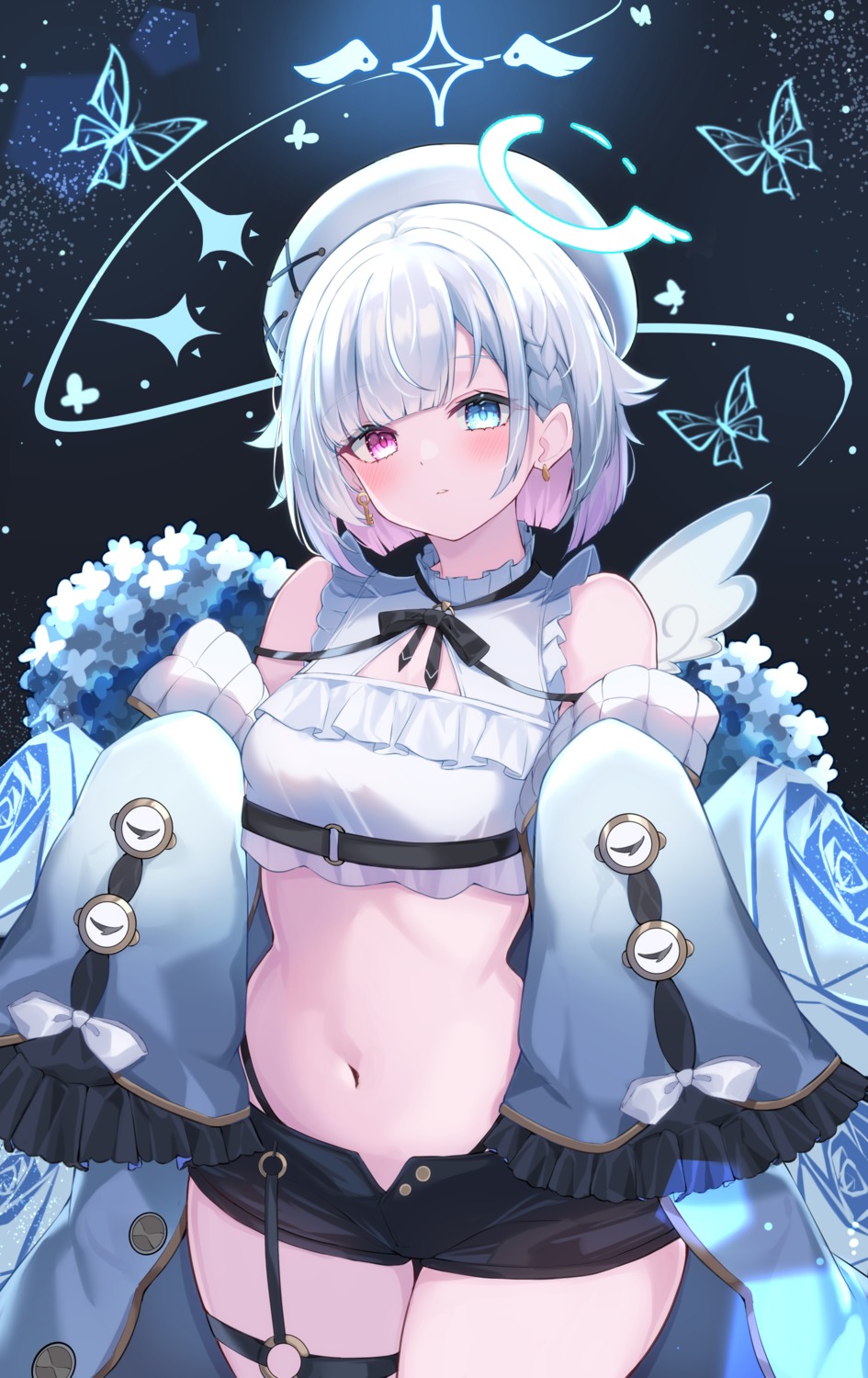 amemiya_nazuna, angel, garter, haidollo, heterochromia, vshojo, wings