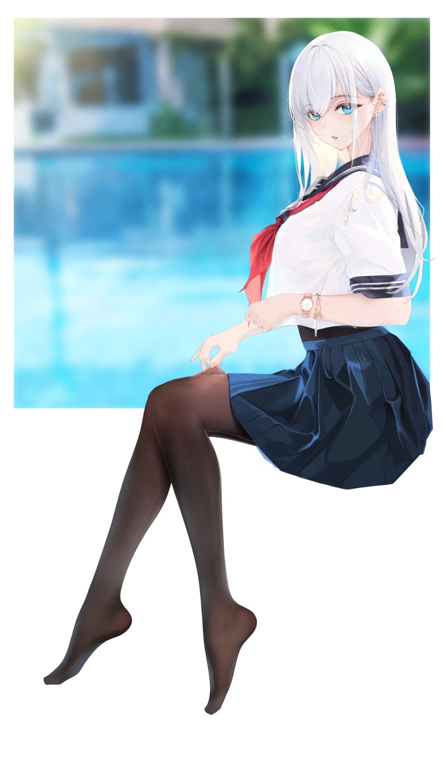 eggs_zero, pantyhose, seifuku, shirt_lift