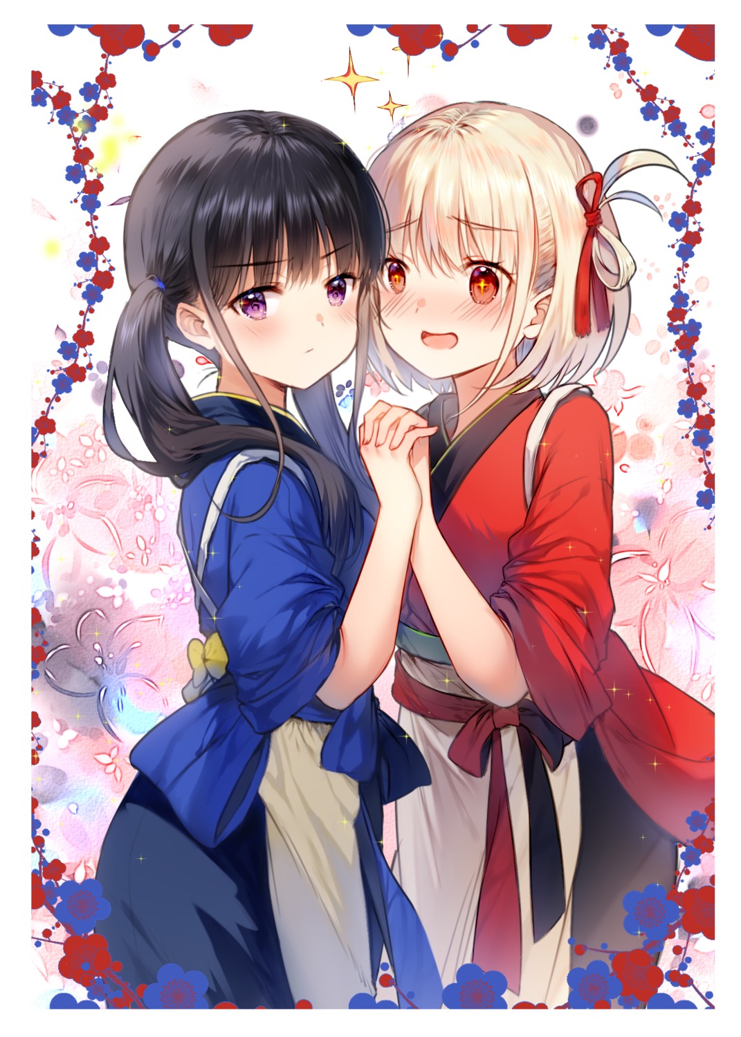 inoue_takina, japanese_clothes, jiji_(381134808), lycoris_recoil, nishikigi_chisato, yuri