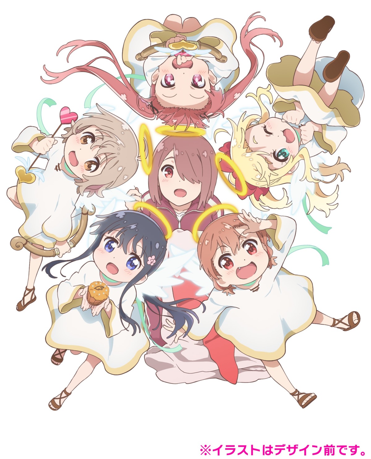 angel, dress, gym_uniform, himesaka_noa, hoshino_hinata, hoshino_miyako_(wataten), konomori_kanon, shirosaki_hana