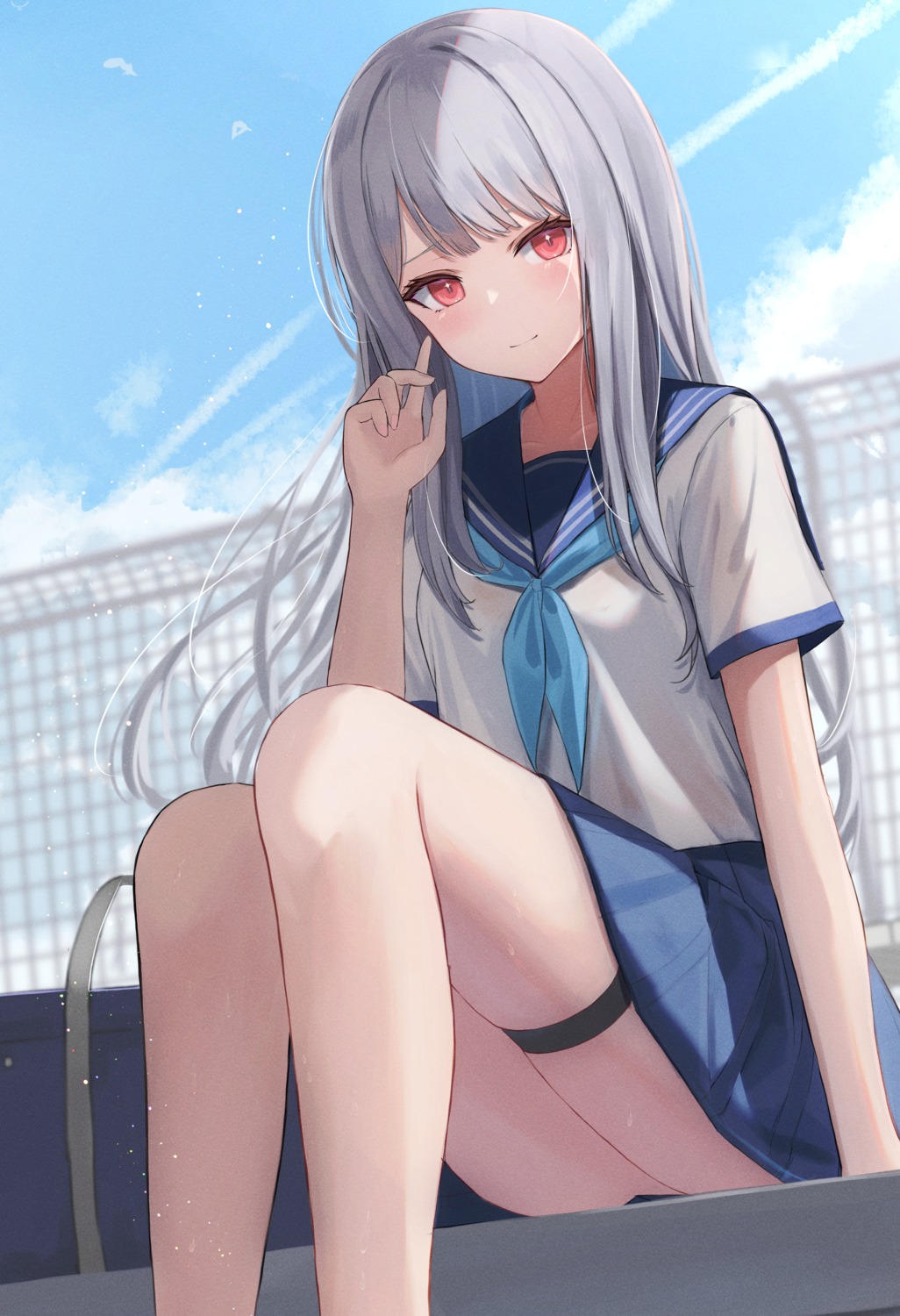 garter, seifuku, skirt_lift, tanshio