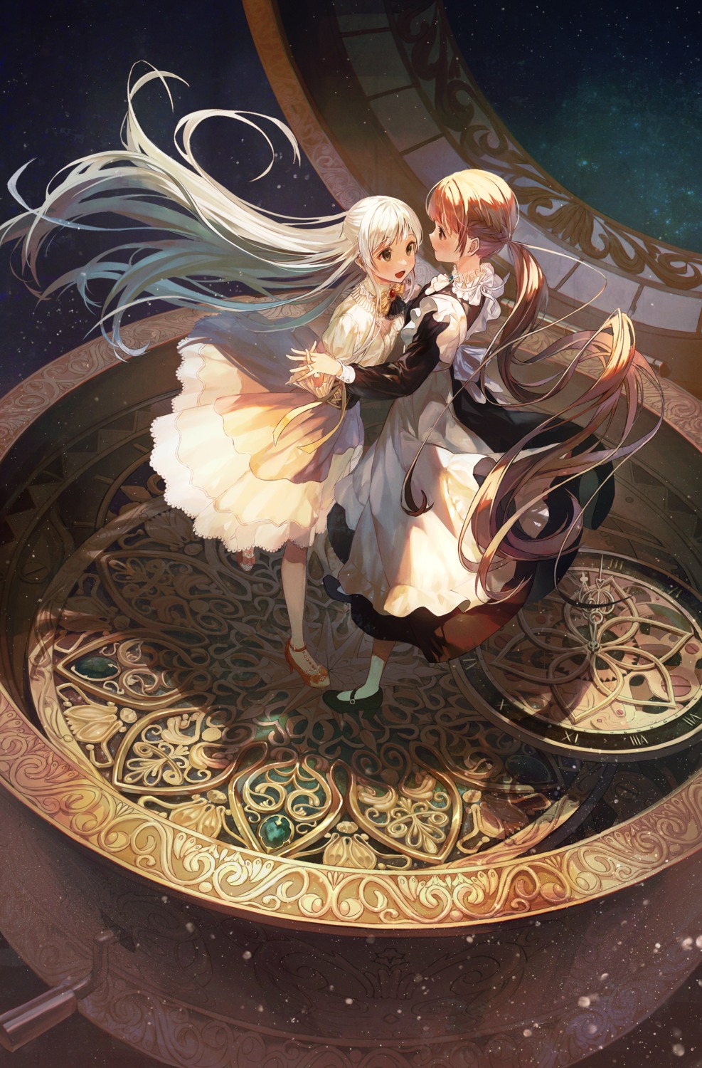 dress, heels, ikaninaritai8, maid, skirt_lift, yuri