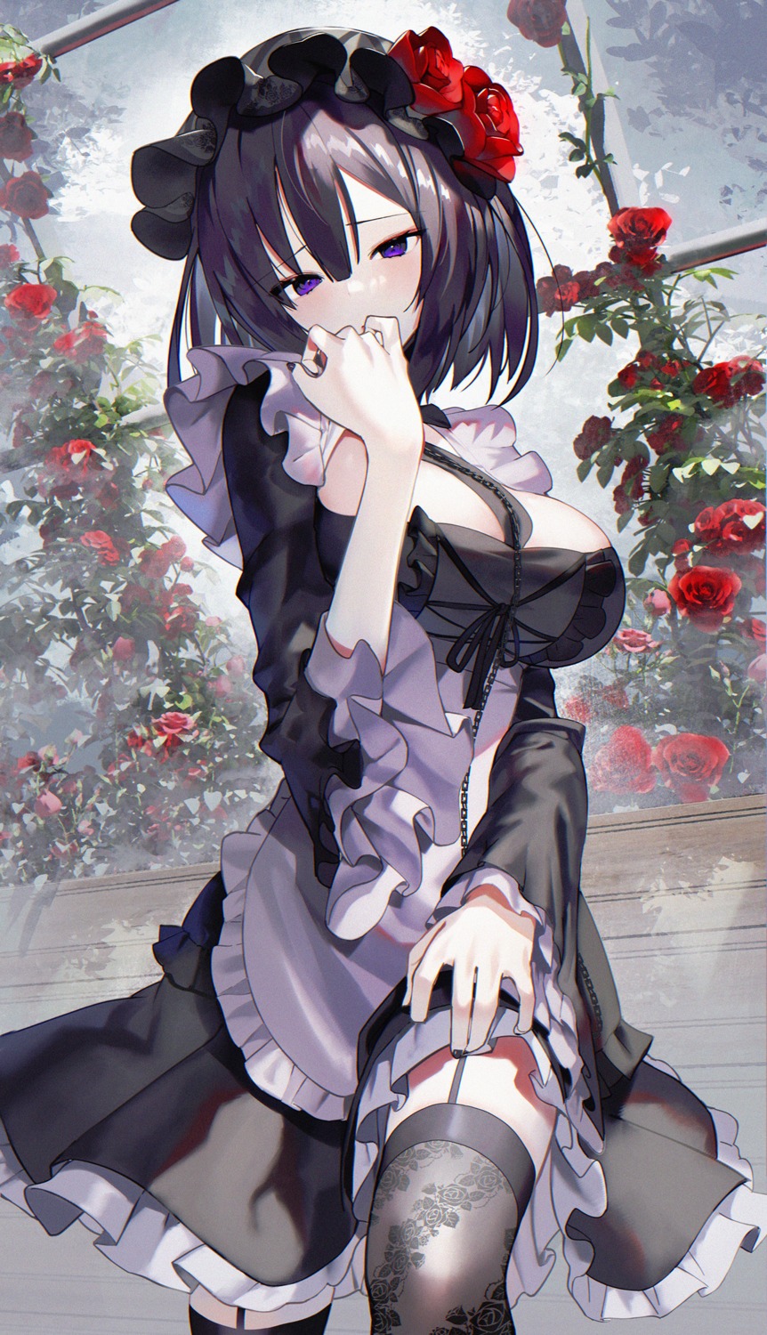 gothic_lolita, kitagawa_marin, kuroe_shizuku, lolita_fashion, no_bra, scottie, sono_bisque_doll_wa_koi_wo_suru, stockings, thighhighs