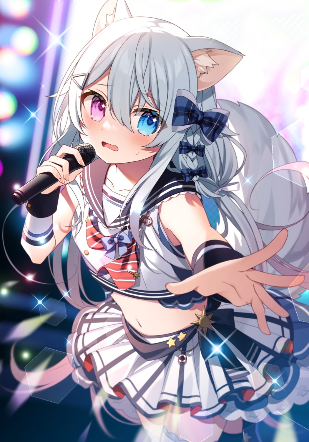 animal_ears, hazakura_chikori, heterochromia, phantasy_star, phantasy_star_online_2, seifuku, tail, thighhighs