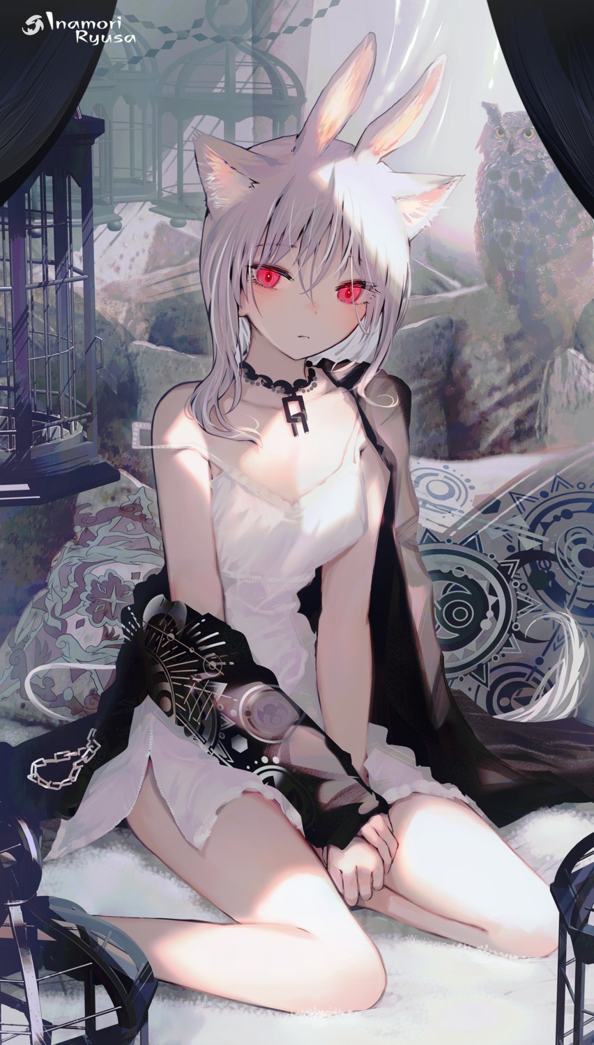 animal_ears, bunny_ears, inamori_ryuusa, lingerie, wardrobe_malfunction