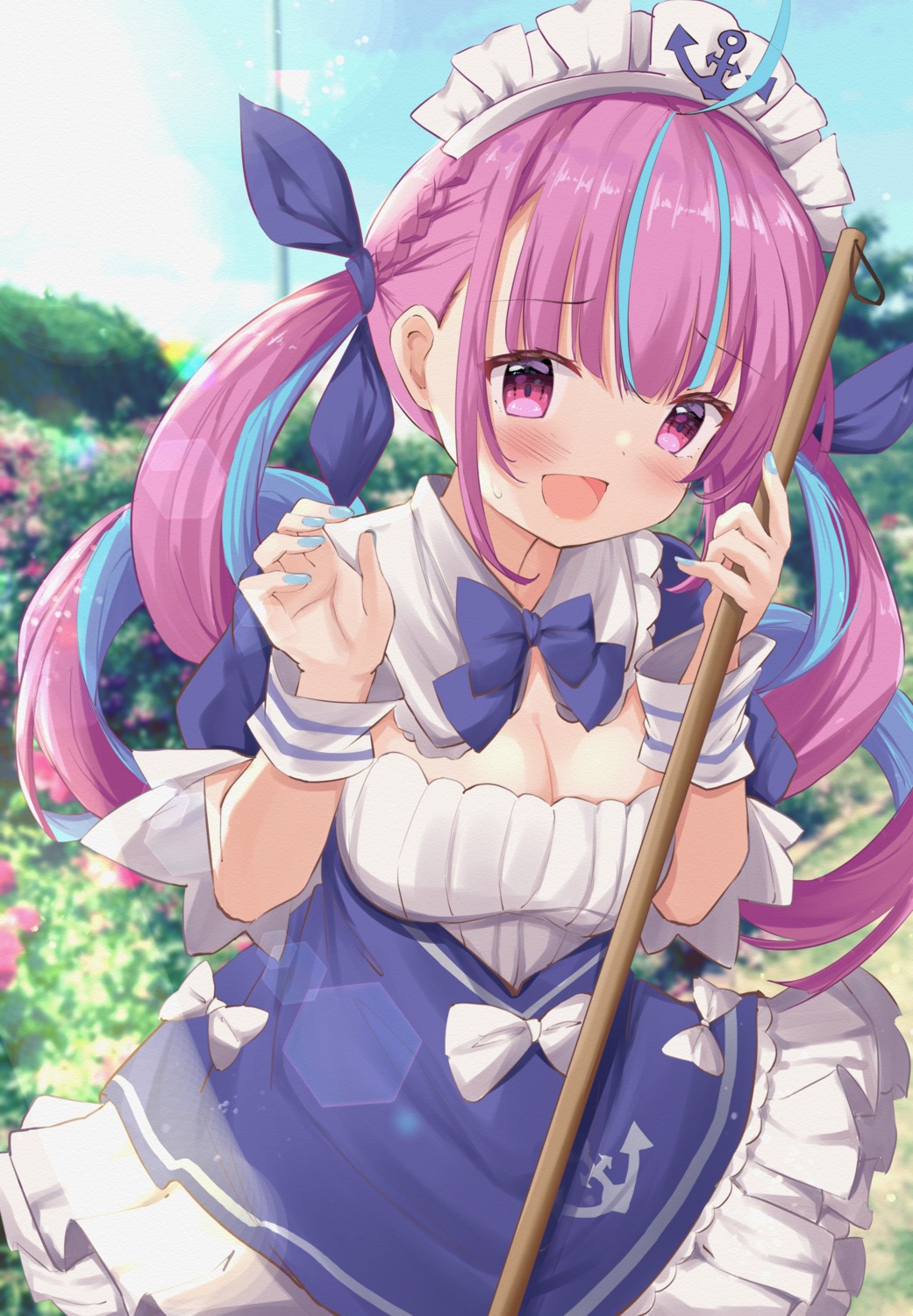 cleavage, hololive, kanti15, maid, minato_aqua