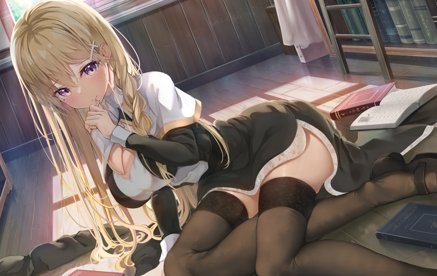 cleavage, hiiragi_ringo, thighhighs