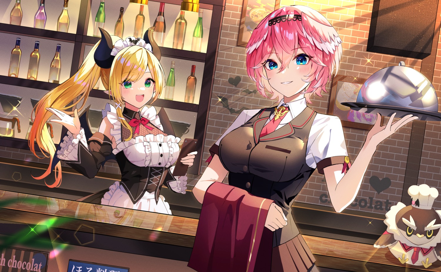 dress, ganmo_(takane_lui), goroo_(eneosu), hololive, horns, maid, takane_lui, uniform