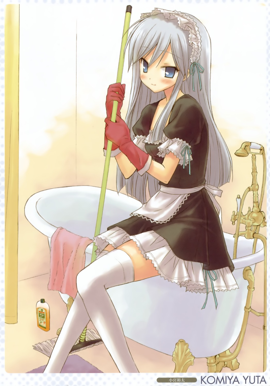 komiya_yuuta, maid, thighhighs