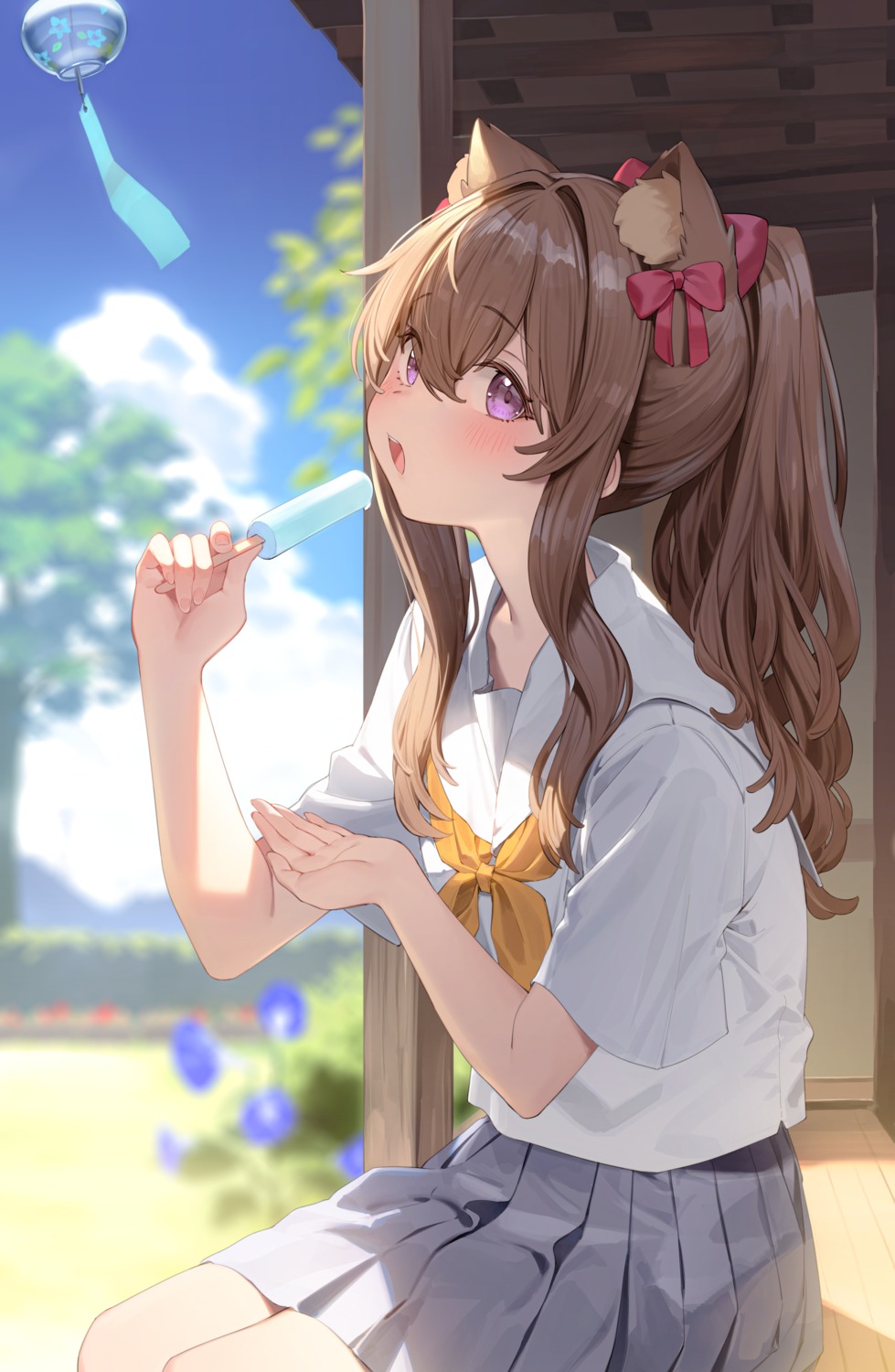 animal_ears, nekomimi, nyum, seifuku