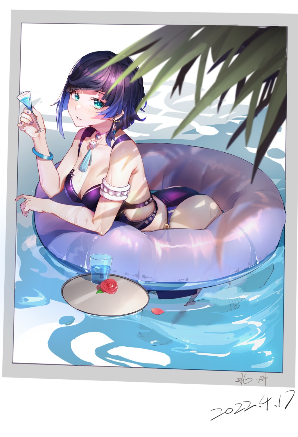 bikini, genshin_impact, hokushuu, swimsuits, wet, yelan