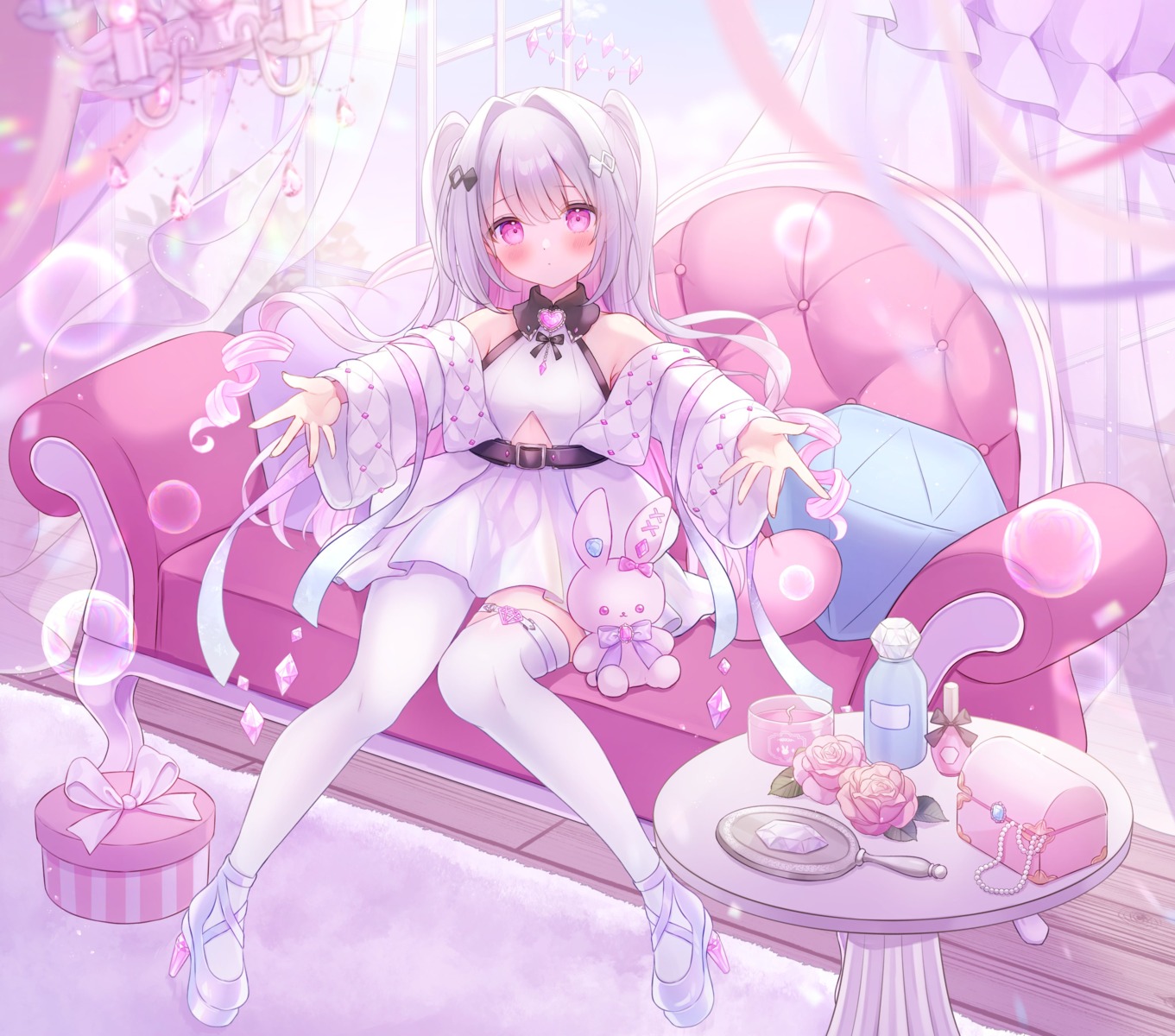 dress, garter, heels, hoju_rura, omochi_monaka, thighhighs