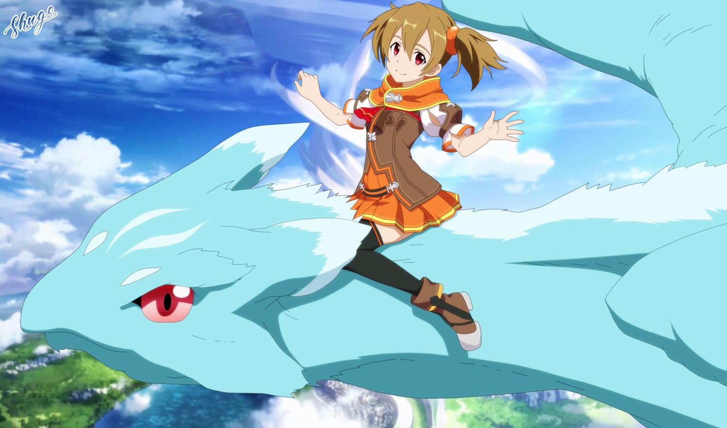 alfheim_online, monster, pina, shugo19, silica, sword_art_online, thighhighs