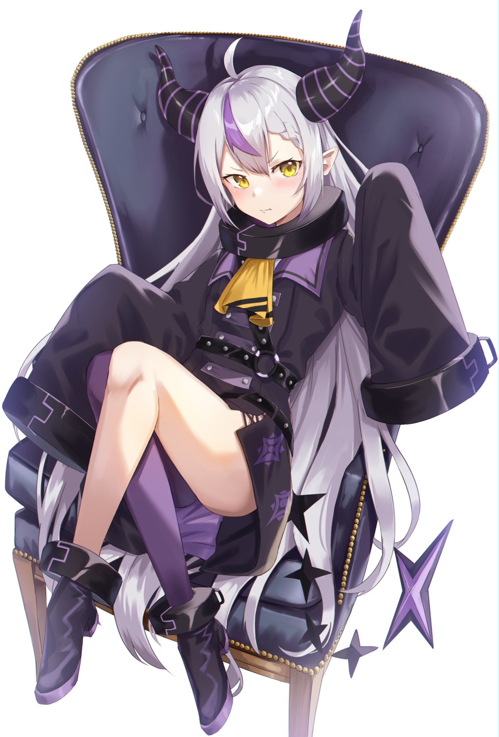 dress, heels, hololive, horns, la+_darknesss, mono_1010, pointy_ears, tail