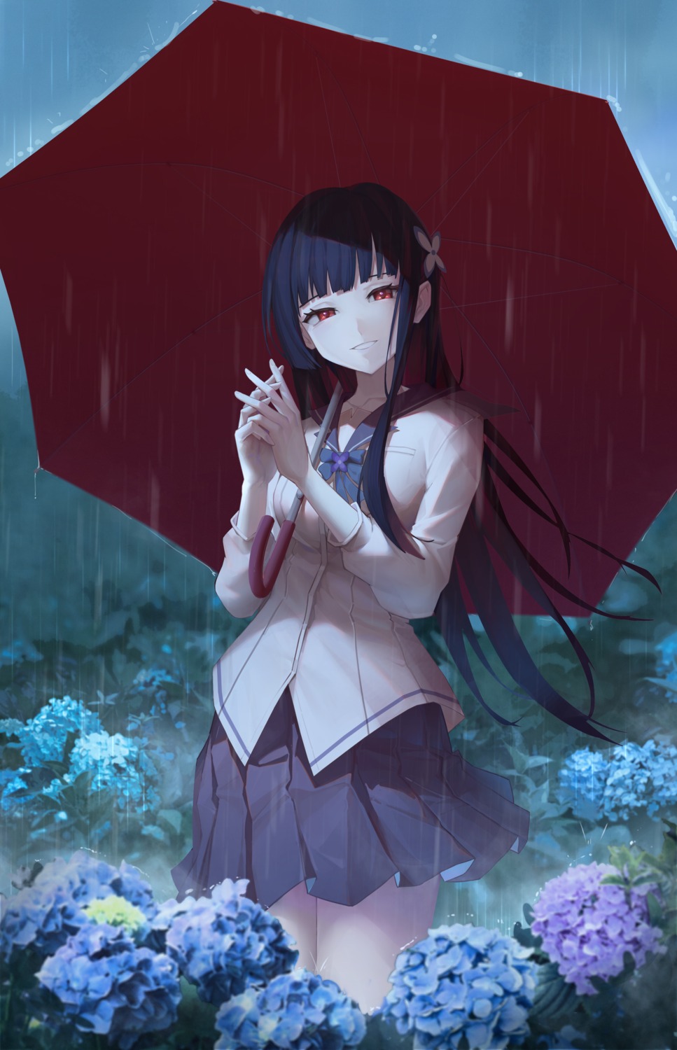 alisi, sanka_rea, sankarea, seifuku, umbrella, wet