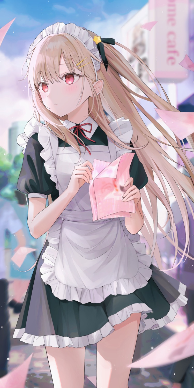 komugiko_(0kmgk), maid, skirt_lift
