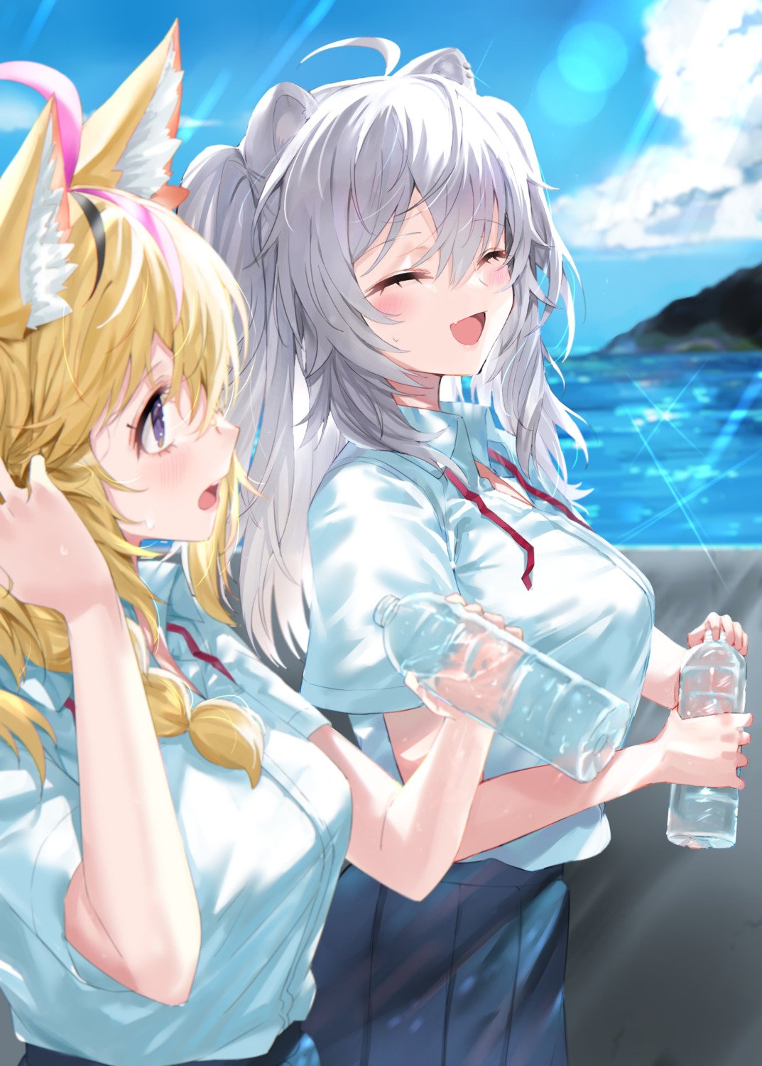 animal_ears, hololive, kou_mashiro, omaru_polka, seifuku, shishiro_botan