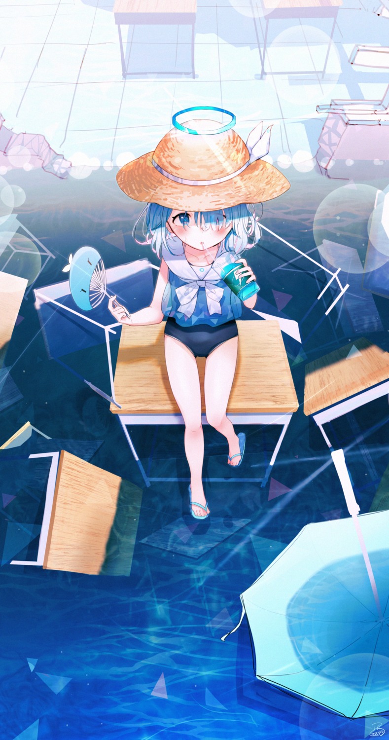 arona_(blue_archive), blue_archive, halo, nishi_yasuaki, see_through, seifuku, swimsuits