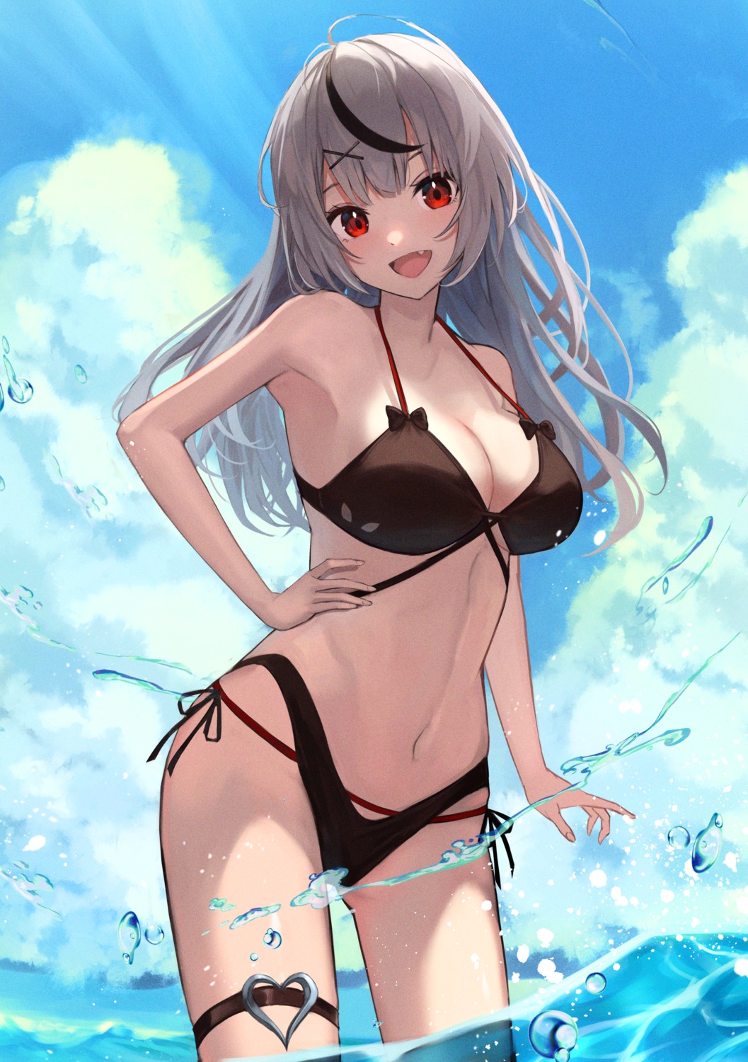 bikini, garter, hololive, sakamata_chloe, swimsuits, wet, xyunx