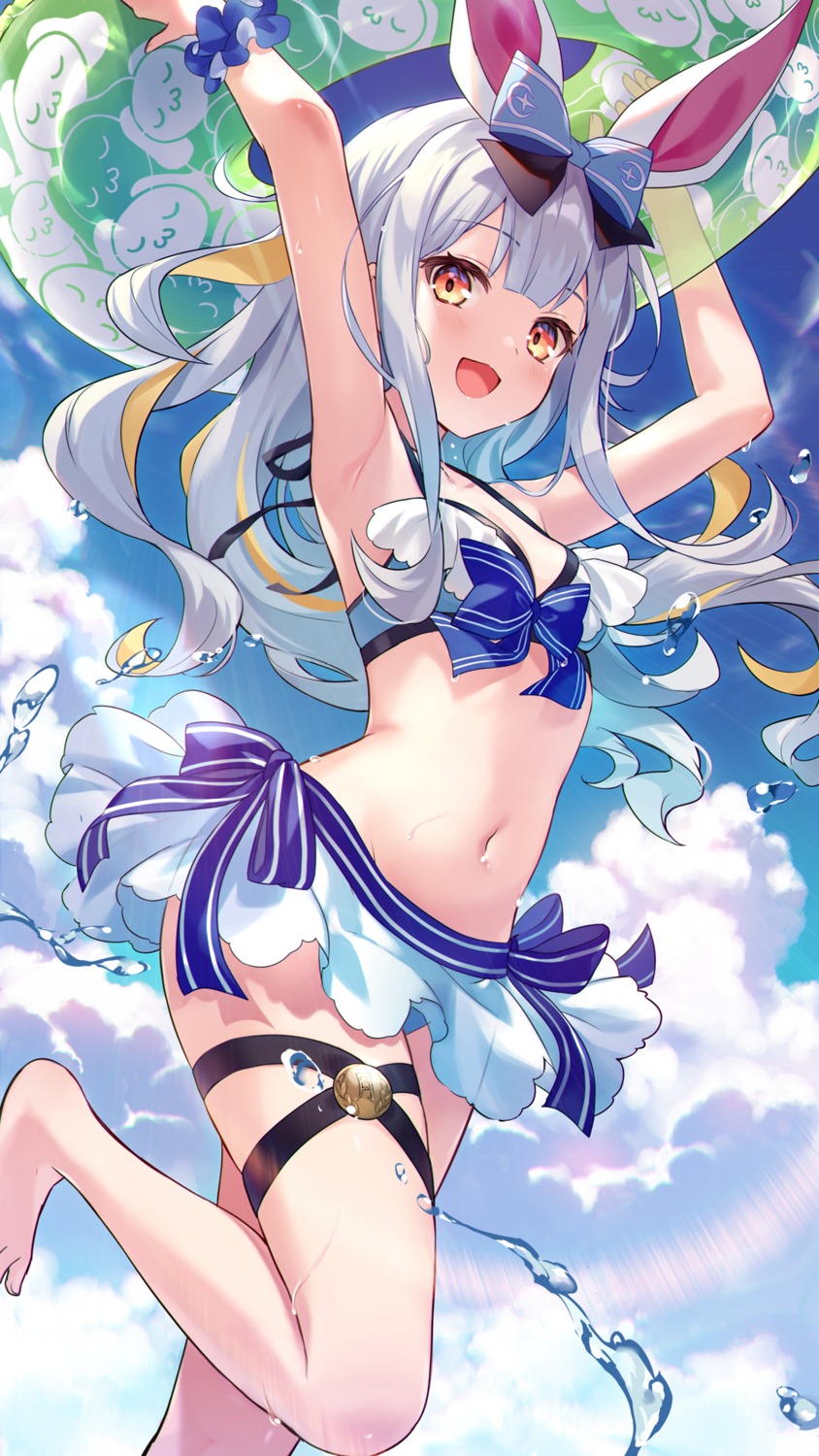 animal_ears, bikini, bunny_ears, garter, iku2727, mochizuki_himari, skirt_lift, swimsuits