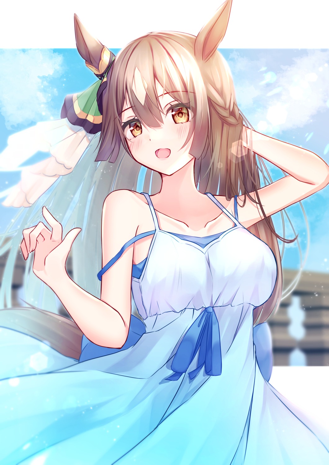 animal_ears, aonu_koru, dress, satono_diamond_(umamusume), summer_dress, tail, uma_musume_pretty_derby
