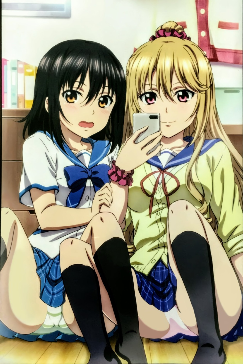 aiba_asagi, himeragi_yukina, pantsu, seifuku, shimapan, skirt_lift, strike_the_blood, sweater