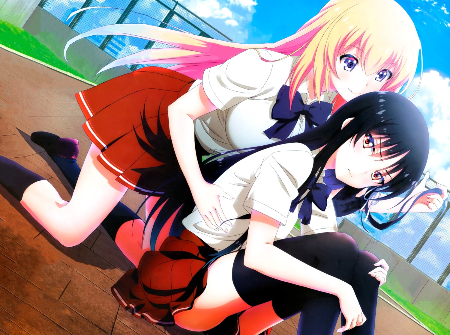 detexted, horikita_suzune, ichinose_honami, seifuku, thighhighs, yamamoto_mamuko, youkoso_jitsuryoku_shijou_shugi_no_kyoushitsu_e, yuri