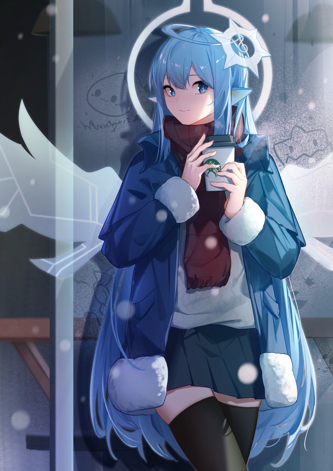 angel, faicha, maplestory, pointy_ears, sweater, thighhighs, wings