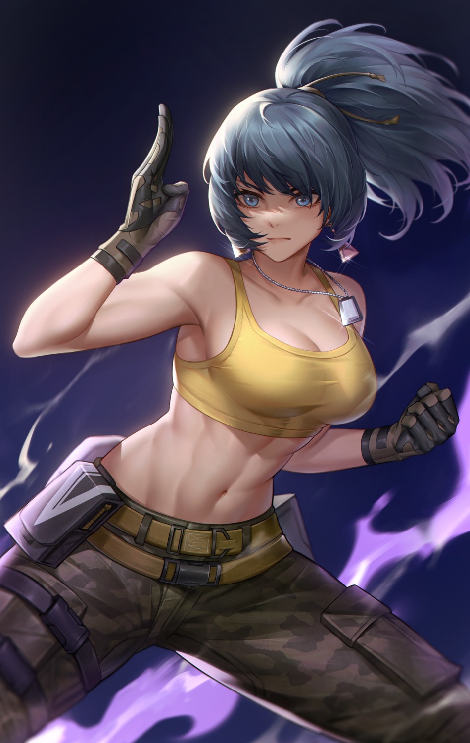 bra, cleavage, garter, hua-j, king_of_fighters, leona_heidern