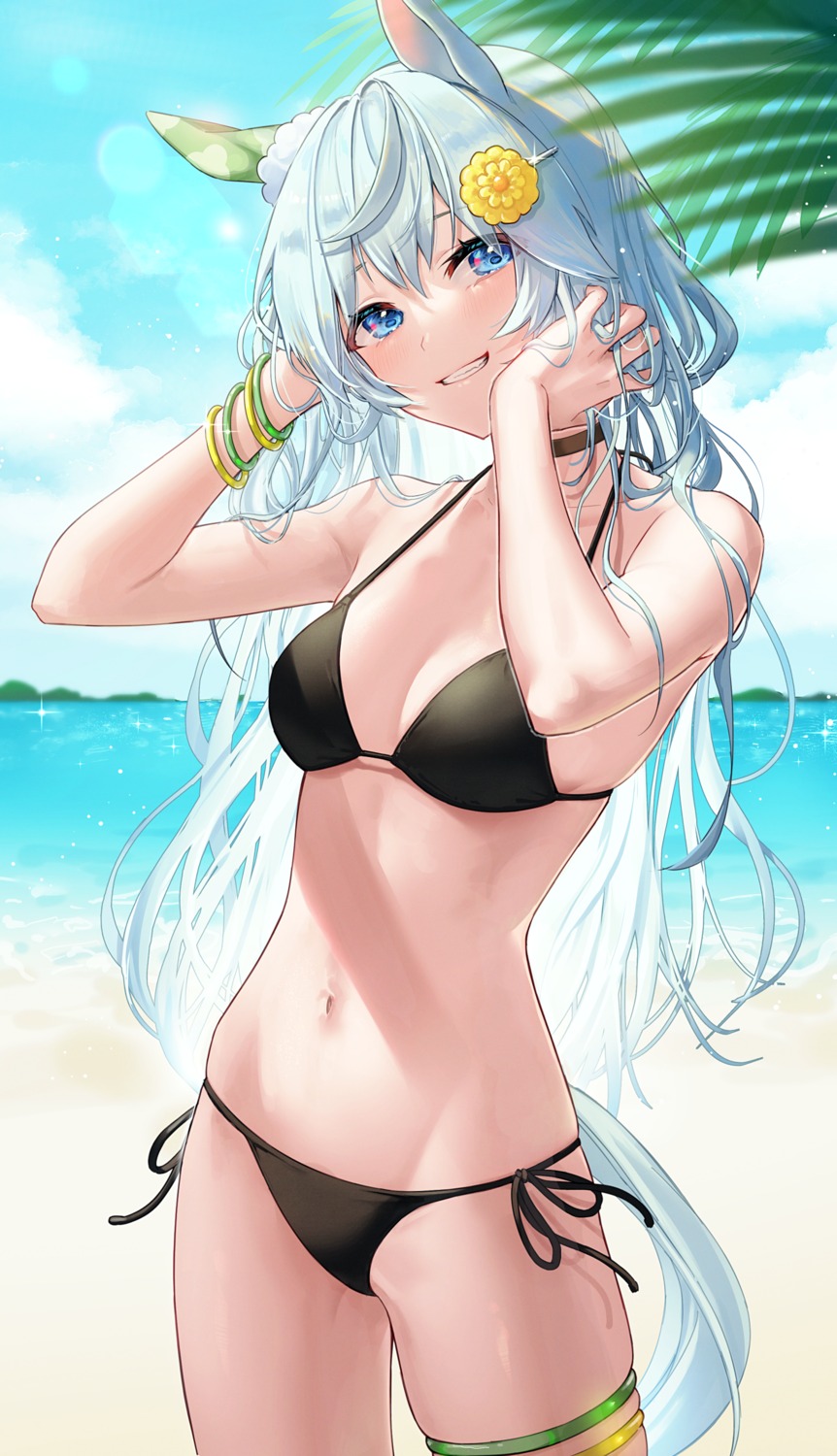 animal_ears, bikini, garter, mikazuki_mika, seiun_sky_(umamusume), swimsuits, tail, uma_musume_pretty_derby