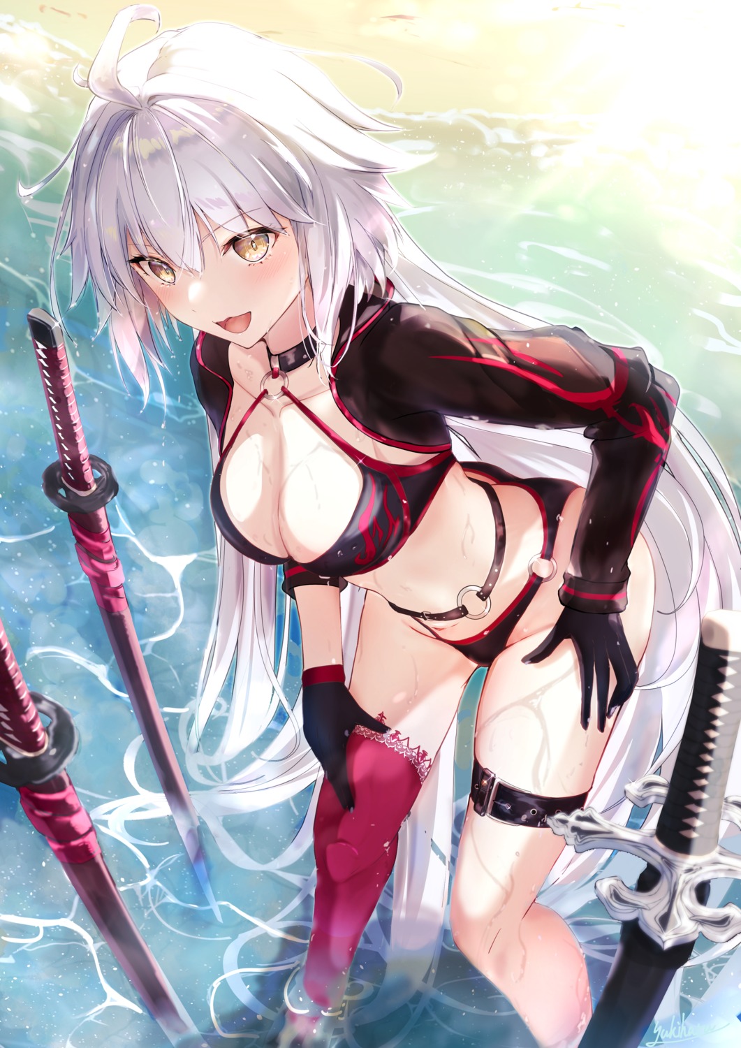 bikini, fate/grand_order, garter, jeanne_d'arc, jeanne_d'arc_alter_(fate), swimsuits, sword, thighhighs