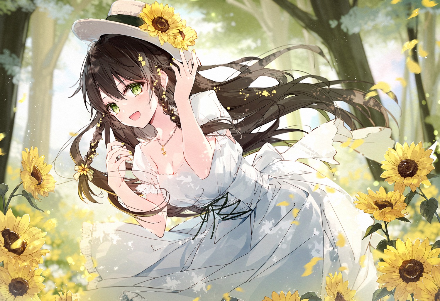 dress, ekouji_ruri, emori_miku_project, mochizuki_shiina, no_bra, skirt_lift, summer_dress