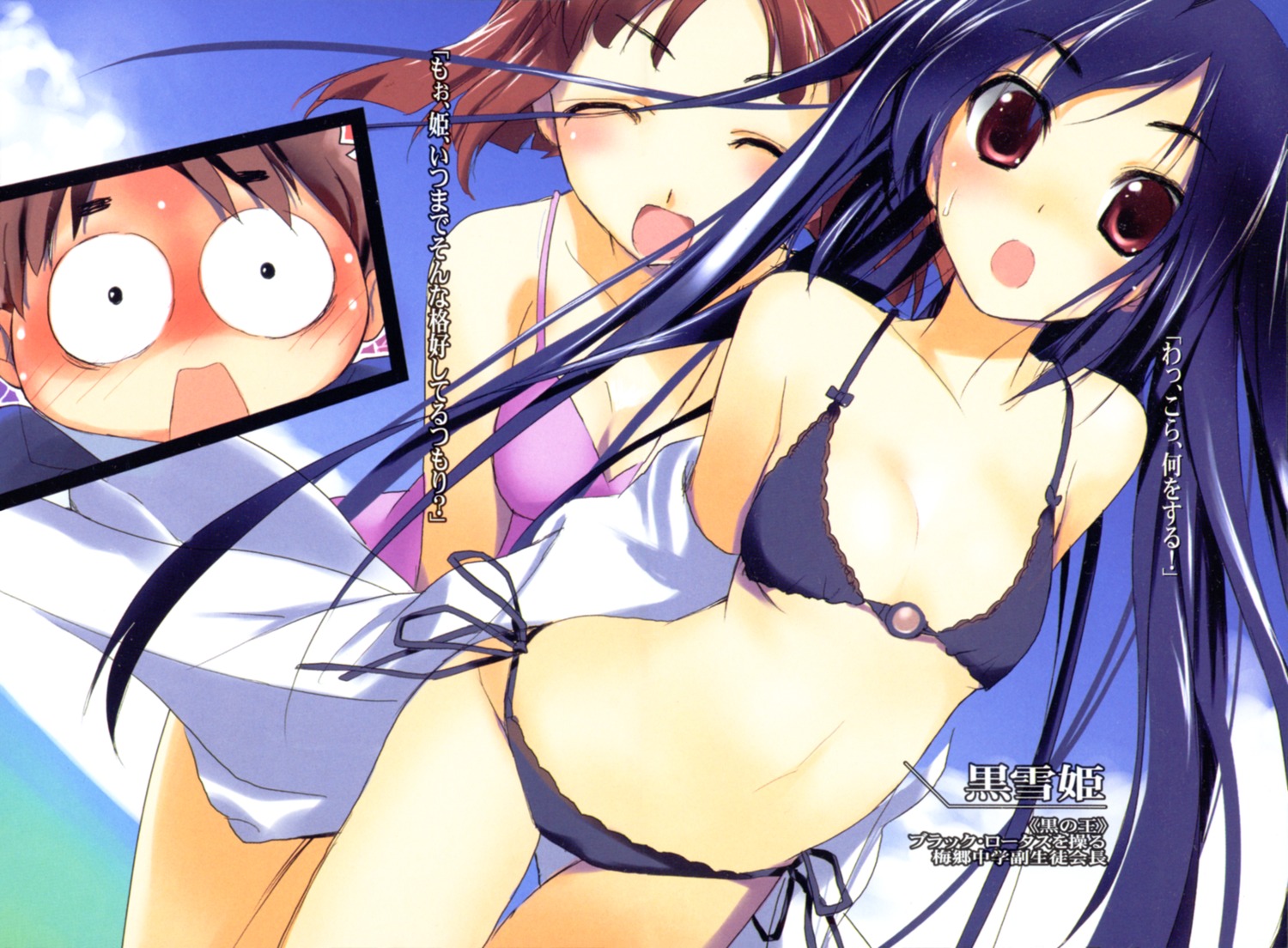 accel_world, bikini, cleavage, haruyuki_arita, hima, kuroba_sayuki, swimsuits, wakamiya_megumi