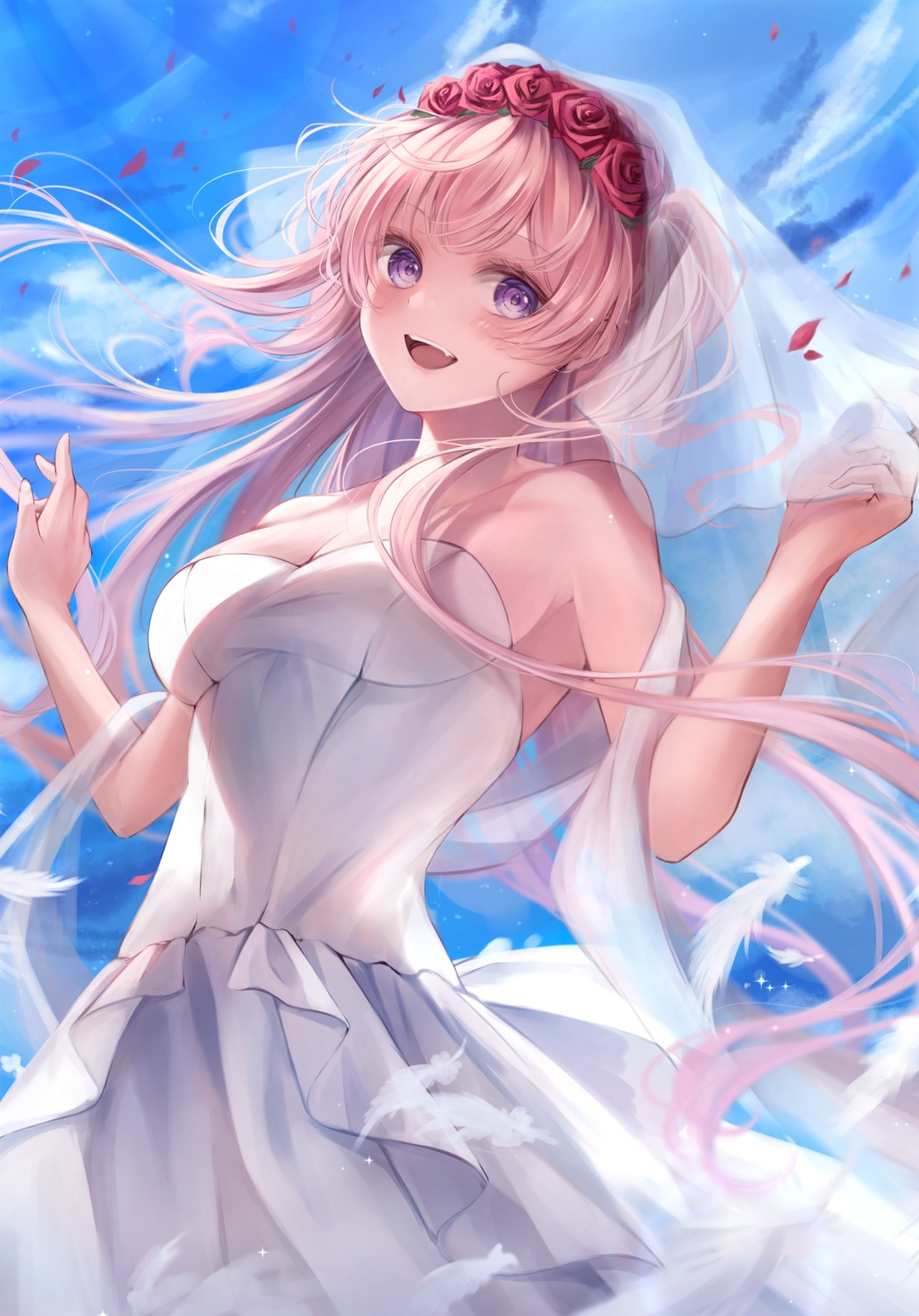 dress, mayumiya_tsumugi, no_bra, princess_connect!, princess_connect!_re:dive, ryuna_(inc_moon), wedding_dress