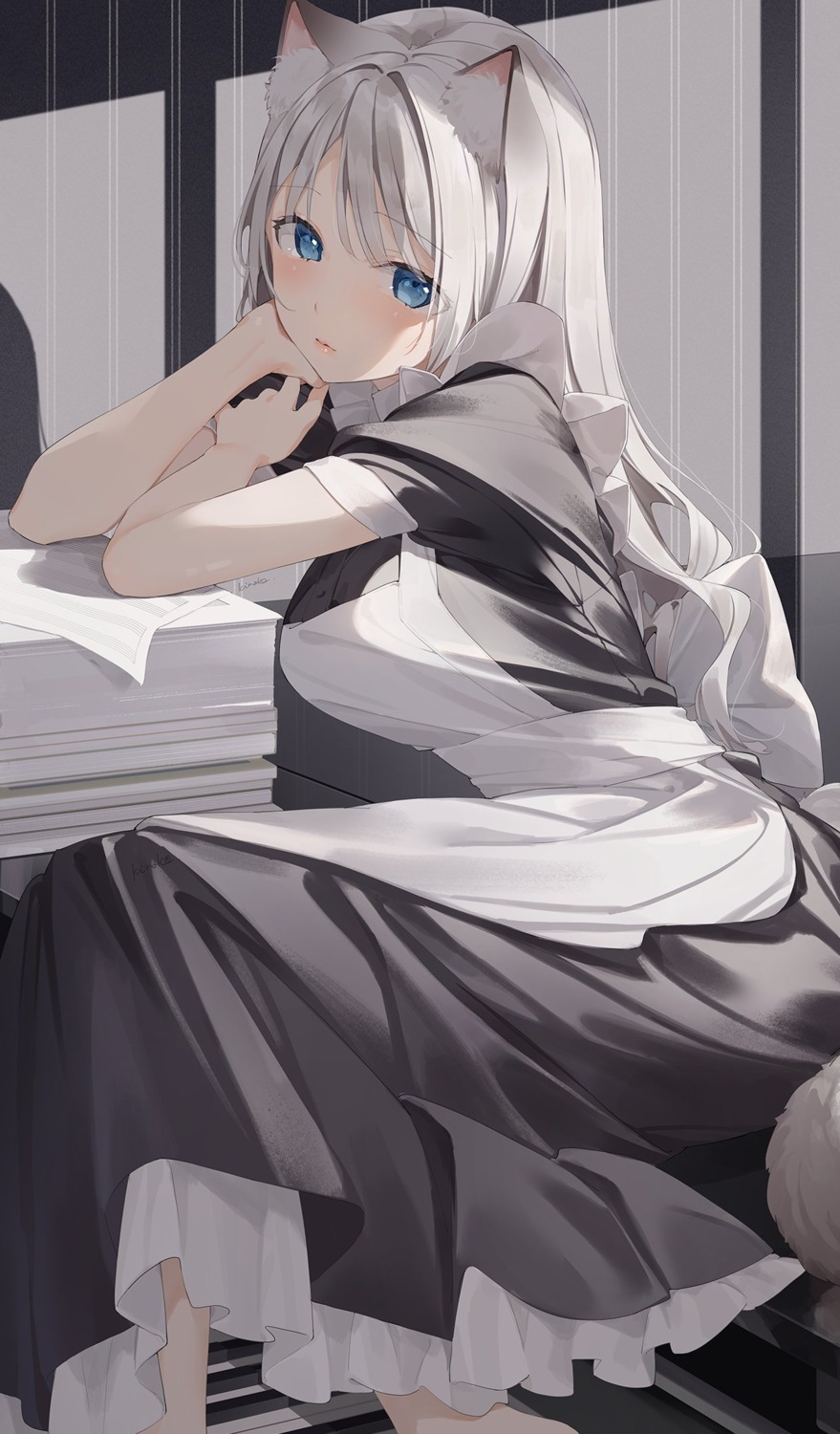 animal_ears, kinako_(shiratama_mochi), maid, nekomimi, tail