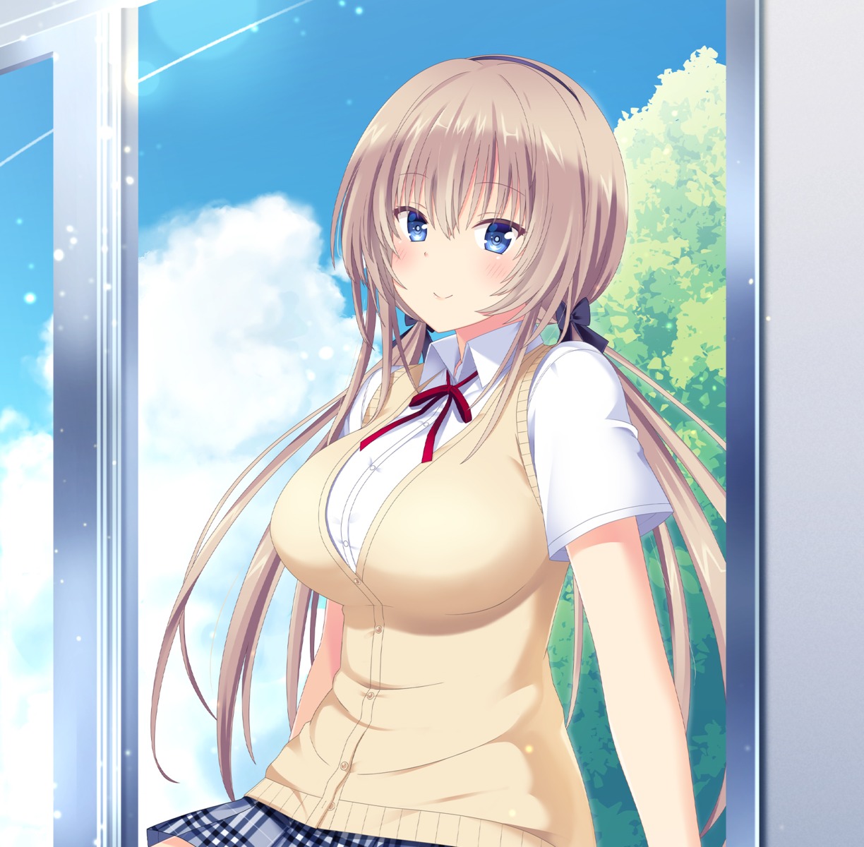 nekonyan, prekano, seifuku, serizawa_chisa, sweater, tonari_ni_kanojo_no_iru_shiawase_~i_fight_with_summer~