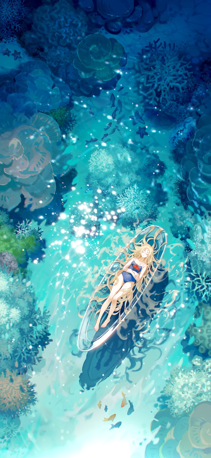 cleavage, kofune_ushio, landscape, school_swimsuit, summertime_render, swimsuits, tidsean, wet
