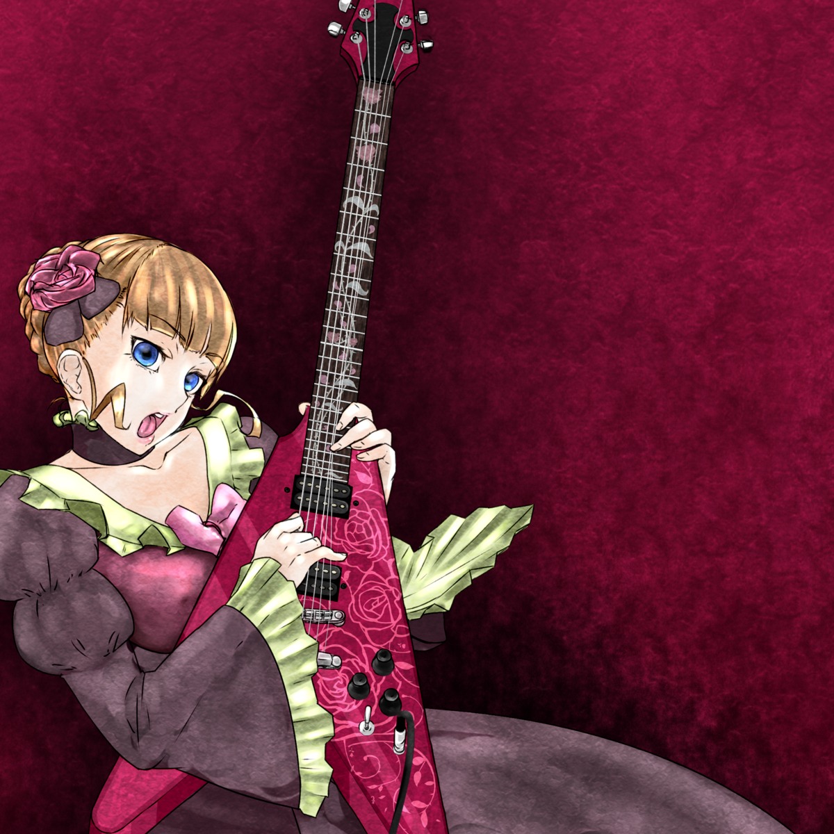beatrice, dress, guitar, oshiruko, umineko_no_naku_koro_ni