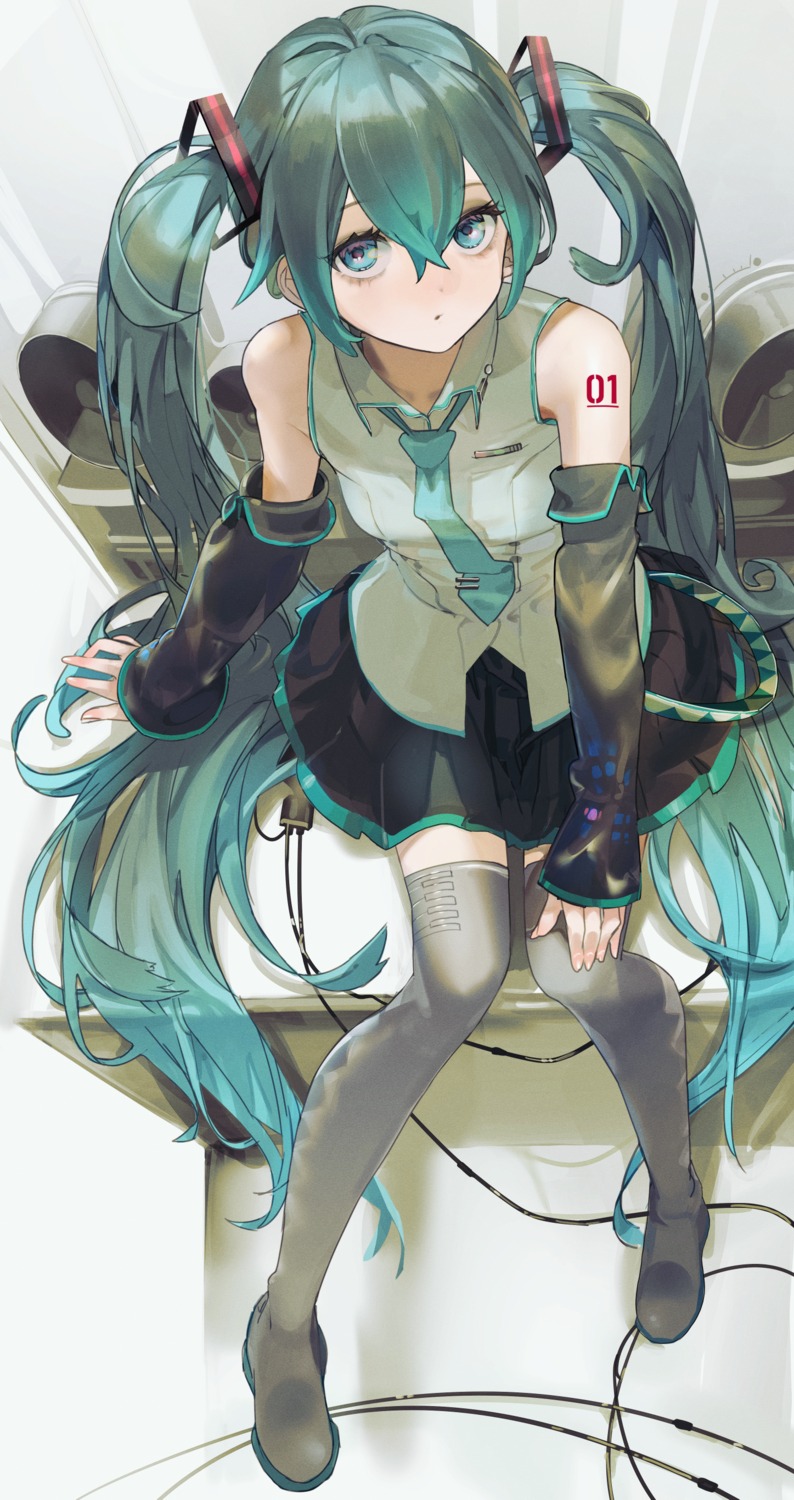 hatsune_miku, nik_ibi, tattoo, thighhighs, vocaloid