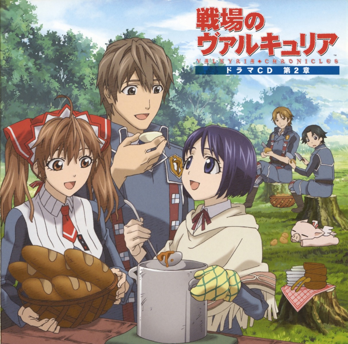 alicia_melchiott, disc_cover, isara_gunther, screening, uniform, valkyria_chronicles, welkin_gunther