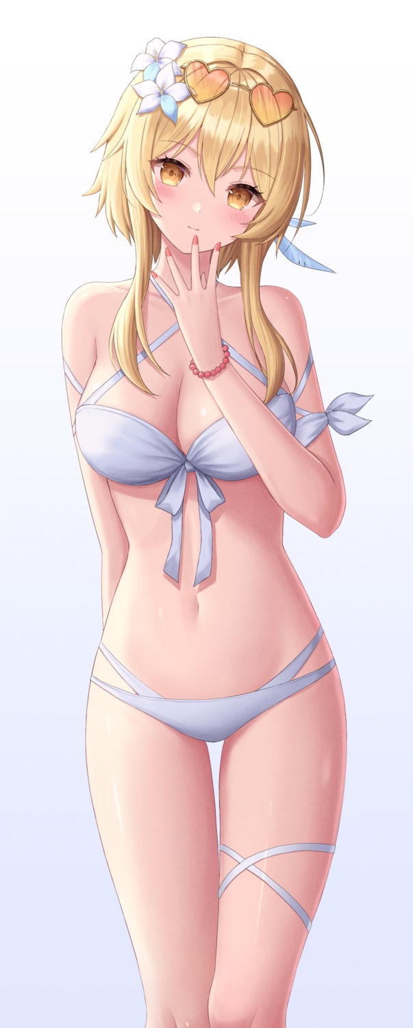 bikini, garter, genshin_impact, lumine, megane, seungju_lee, swimsuits