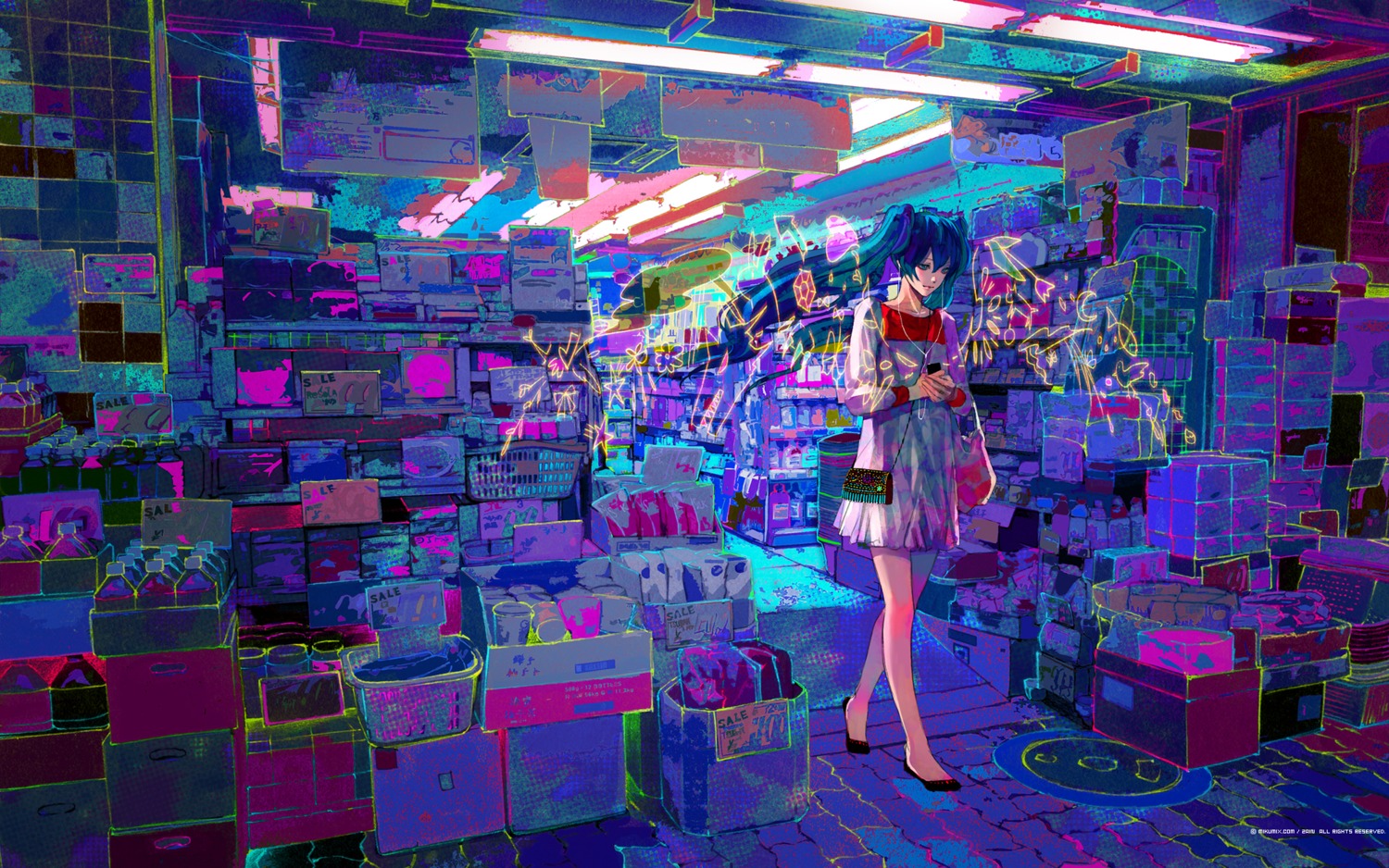 dress, hatsune_miku, vocaloid, wallpaper, zain