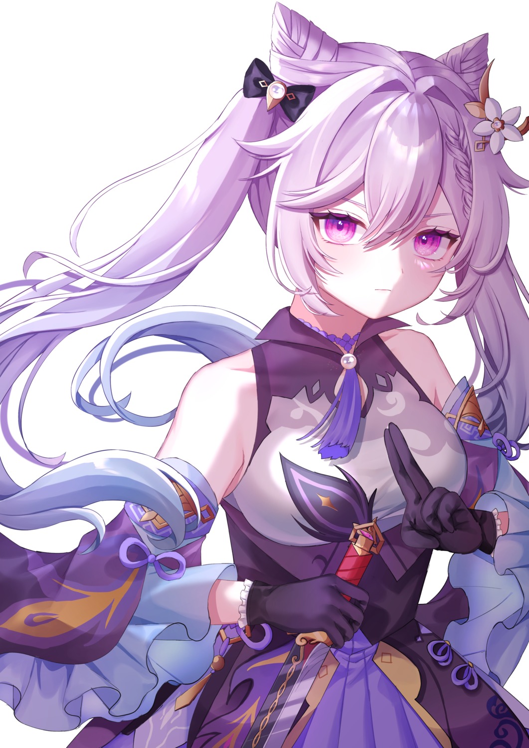 asian_clothes, genshin_impact, keqing, mochi_mochi052, weapon