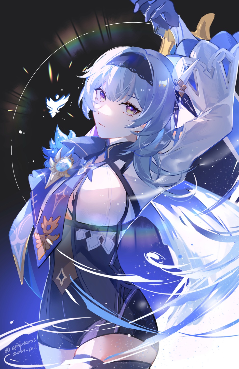 crackingtaro, eula, garter, genshin_impact, sword, thighhighs