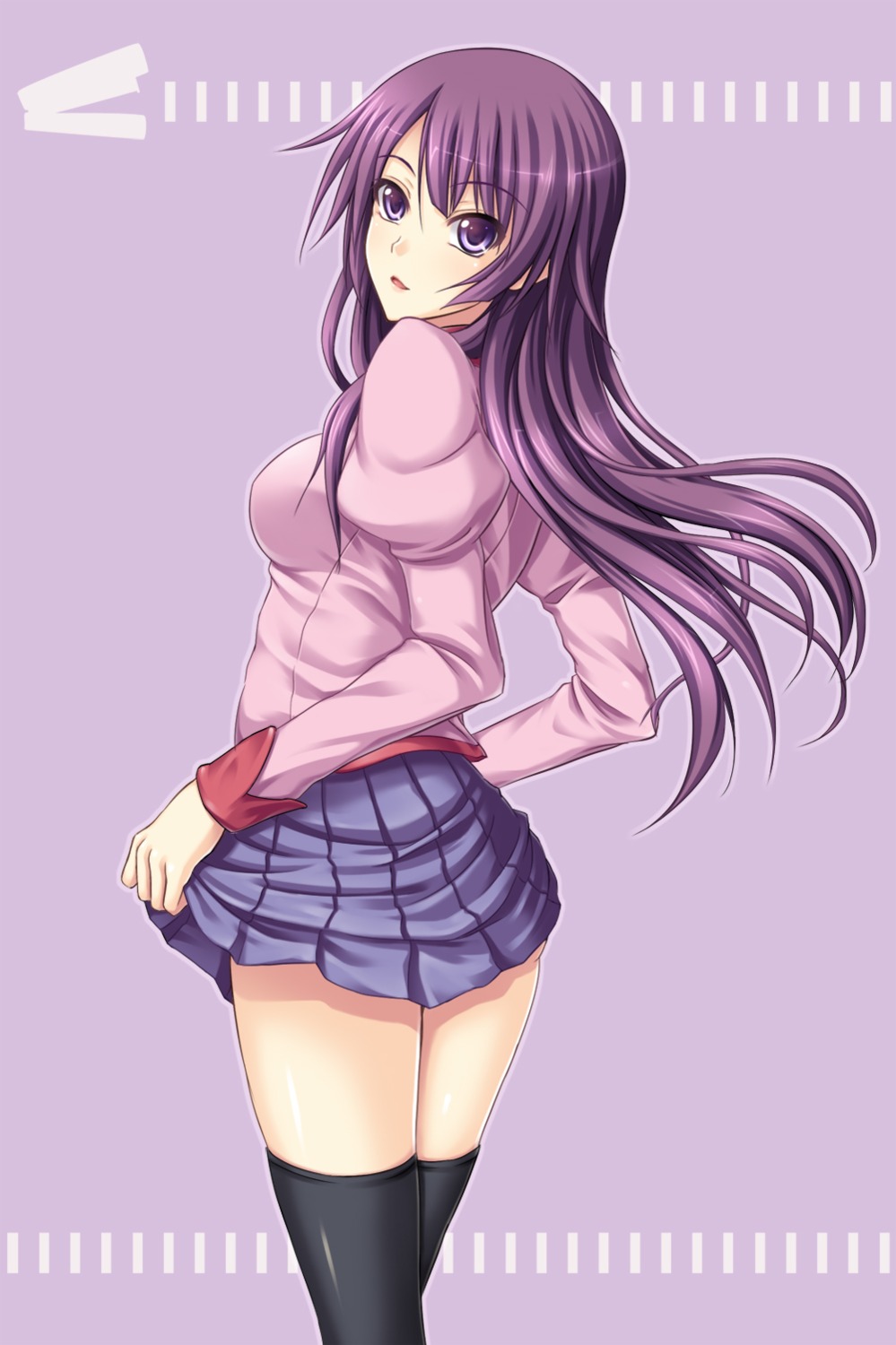bakemonogatari, monogatari_(series), seifuku, senjougahara_hitagi, thighhighs, tomifumi