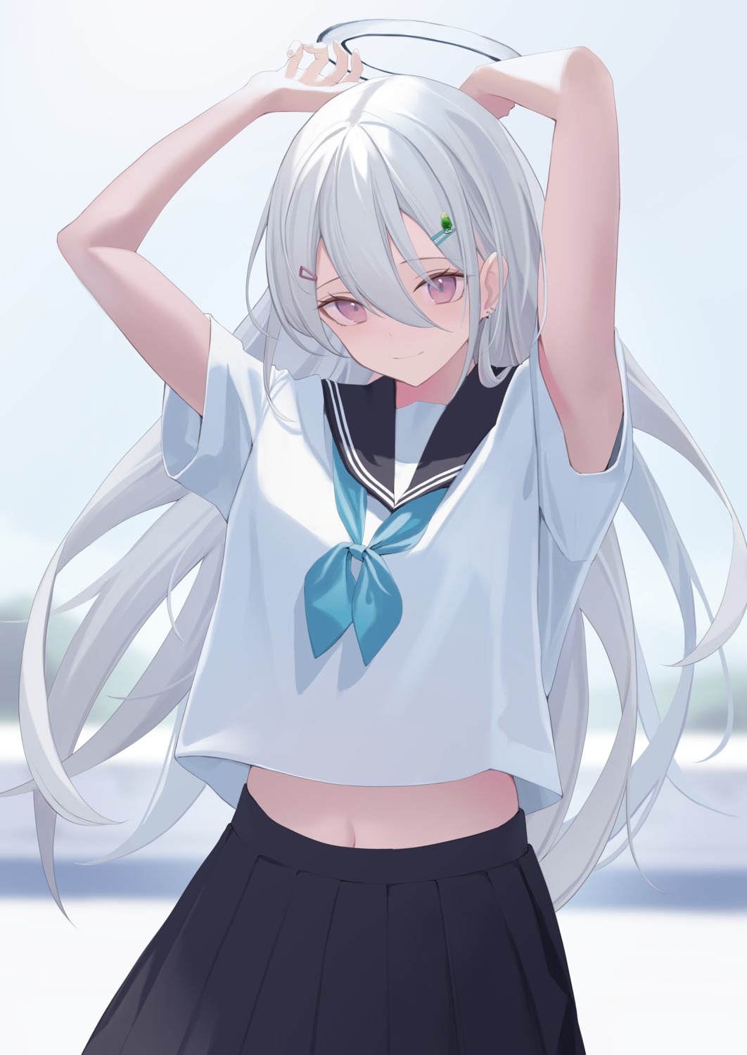 angel, mizu_(lzzrwi603), seifuku, shirt_lift